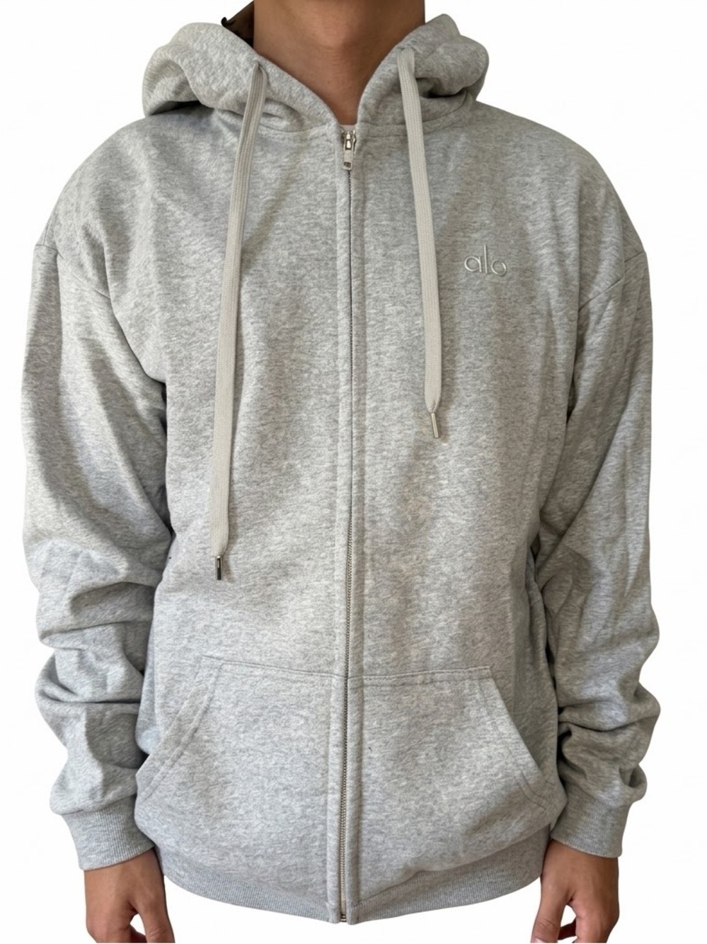 ALO Yoga Light Gray Men’s Full-Zip Hoodie Size M,L